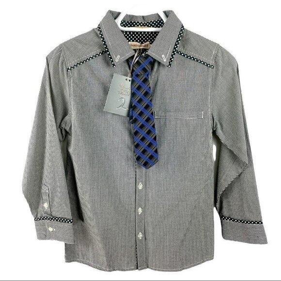 ** NEW Deux Par Deux Boys Shirt and Tie Set Size 10 - Picture 1 of 5